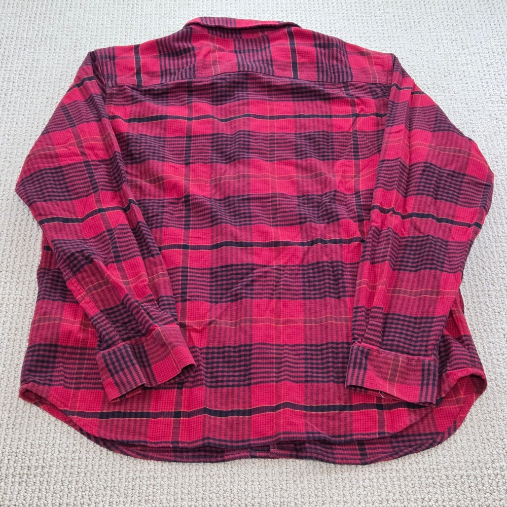 Columbia Mens Flannel Shirt Size L Red Black Plaid Long Sleeve Button Up - Picture 2 of 5